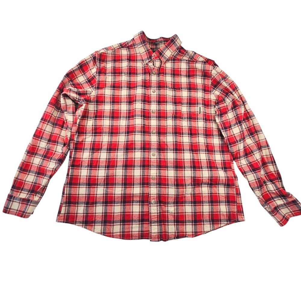 Eddie Bauer Mens Tall XL Red Plaid Flannel Button Down Shirt D3267390 Classic